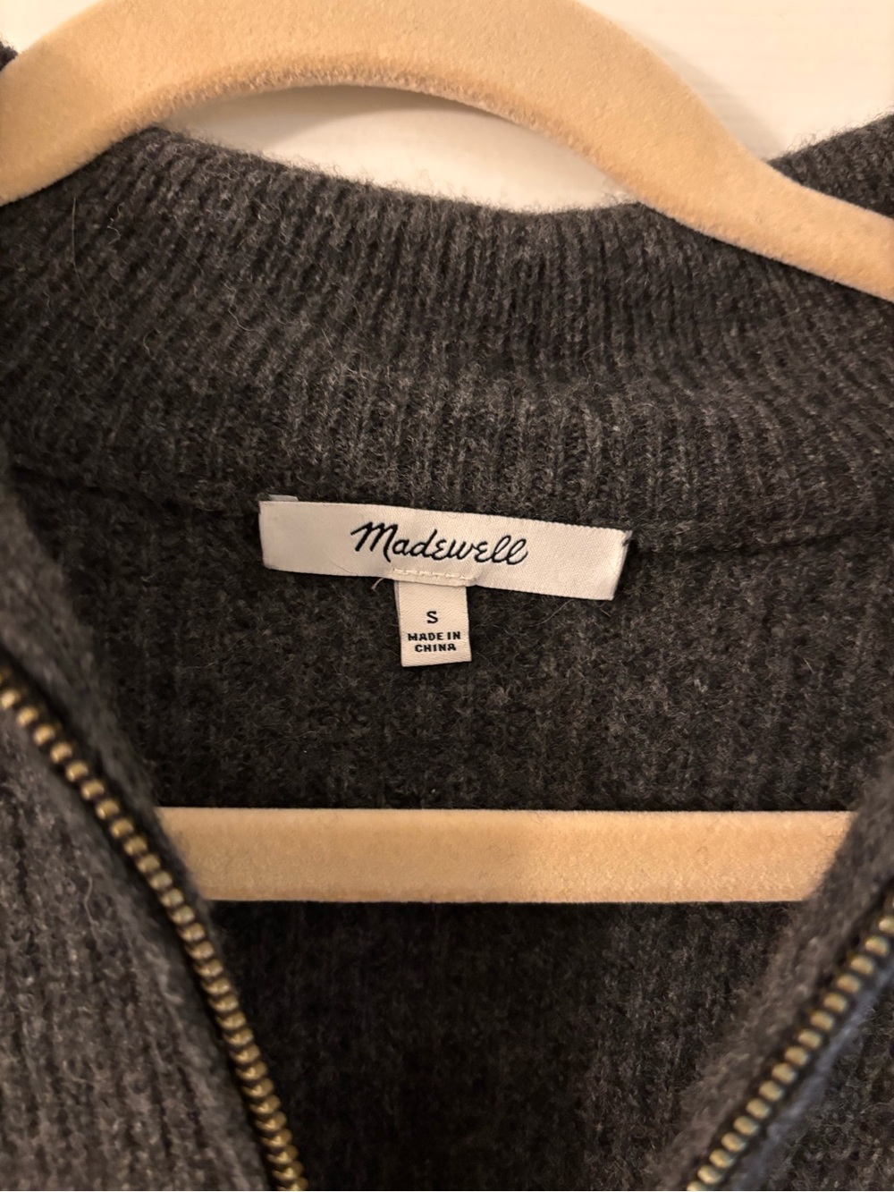 Madewell Glenbrook Half Zip Wool Blend Sweater gray women’s small - Picture 5 of 7